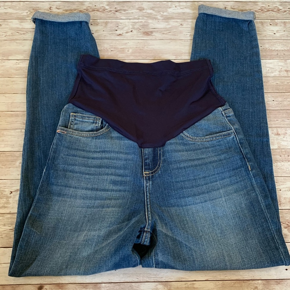 Pinkblush Medium Wash Roll Cuff Maternity Jeans